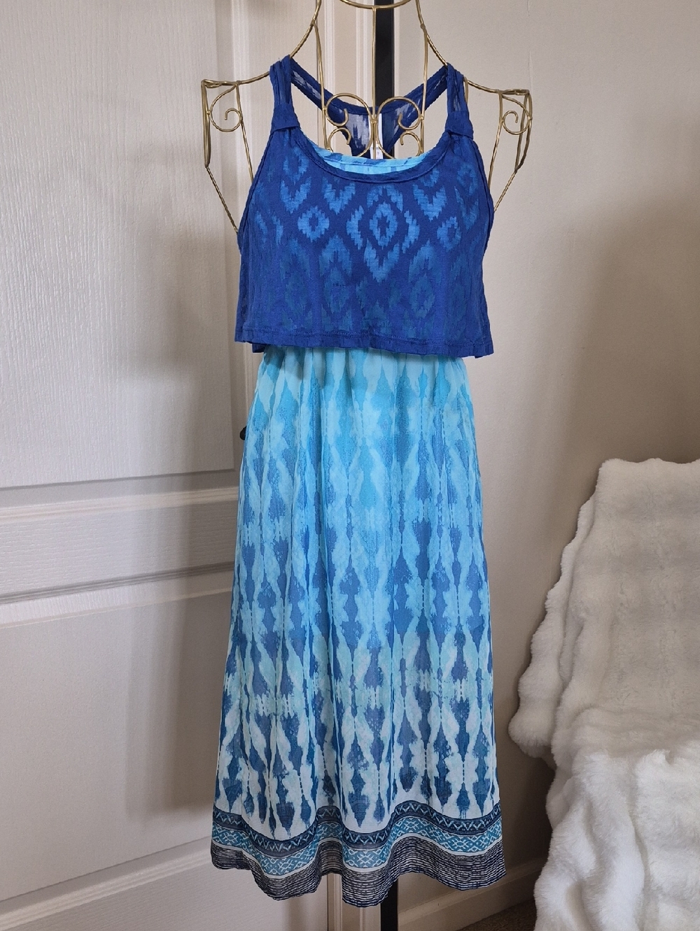 Xhilaration Royal Blue and Light Blue Ombre Halter Dress Size SP